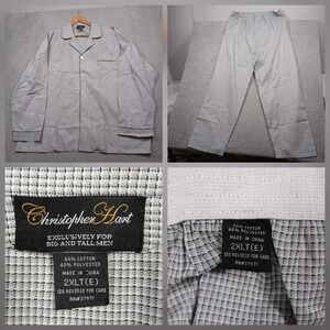 Christopher Hart Pajama Set Men's‎ 2XLT Gray Check Button Front Big & Tall